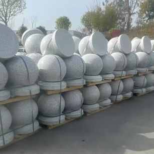 南京 白麻花岗岩石材圆球，石球，挡车球，隔离球，景观石球，风水球等