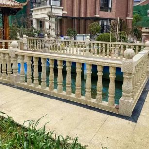 南京黄金麻花岗岩石材栏杆，扶手，将军柱，花瓶柱