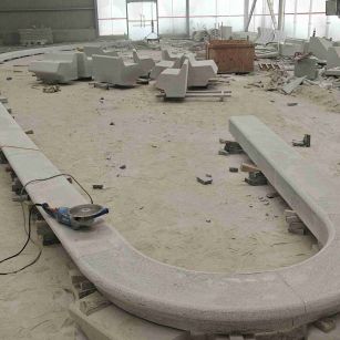 南京 芝麻白花岗岩弧形花坛石，坐凳石