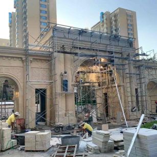 南京 黄金麻荔枝面花岗岩小区门楼外墙干挂