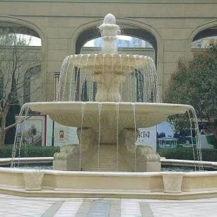 南京 黄金麻花岗岩异型加工——户外庭院石雕流水喷泉