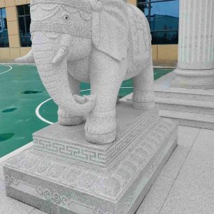南京 白麻花岗岩动物异形石雕-大象