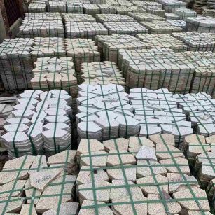 南京 黄金麻白麻花岗岩荔枝面地铺石(冰裂纹)