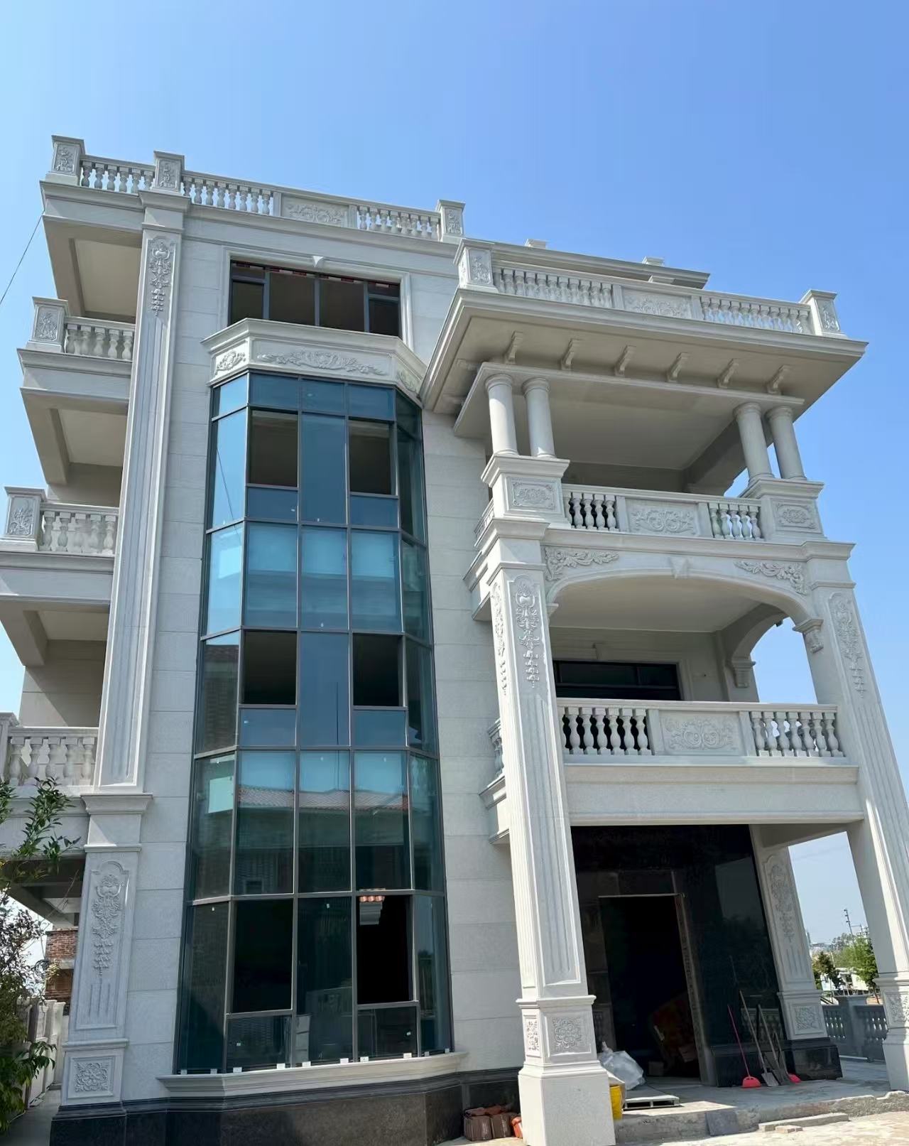 南京 白麻花岗岩别墅外墙干挂效果展示