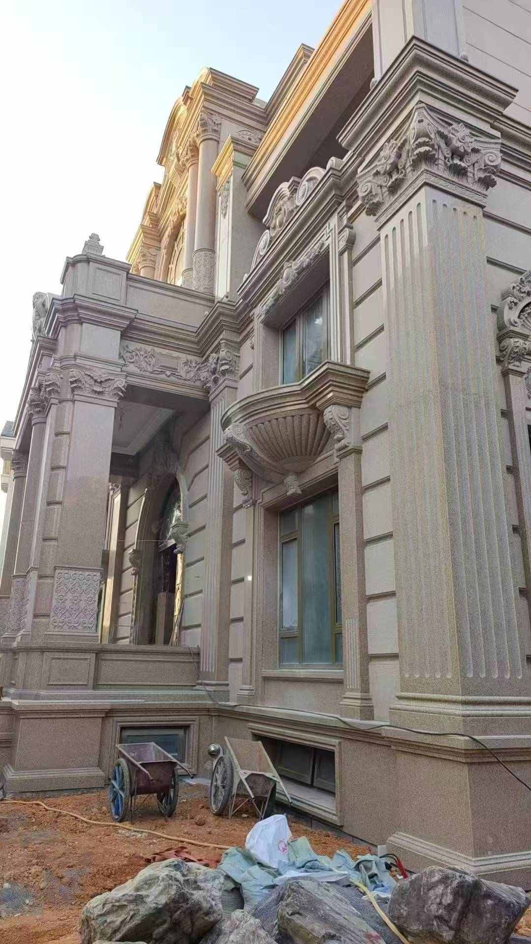 南京 黄金麻花岗岩光面别墅外墙干挂施工完成