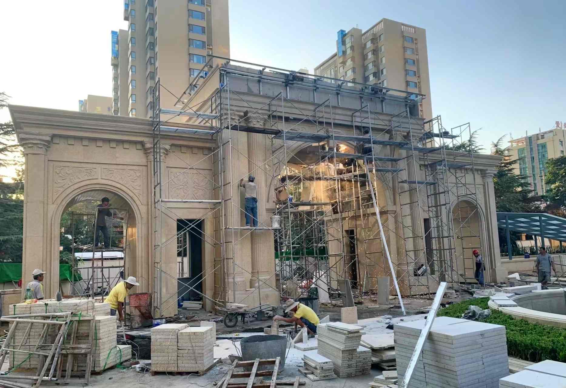 南京 黄金麻荔枝面花岗岩小区门楼外墙干挂